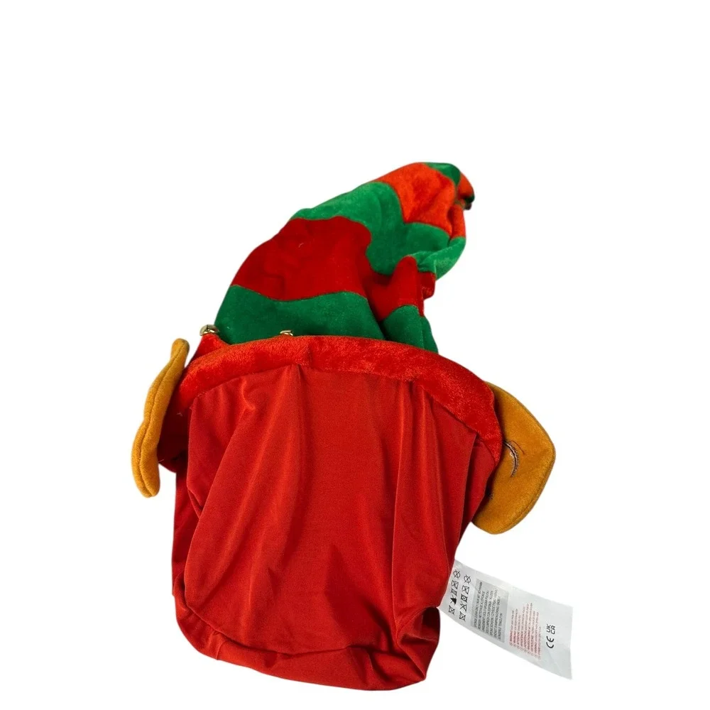 Giggling‎ Getup Elf Hat Red Green Striped Jingle Bells Adult Unisex Christmas